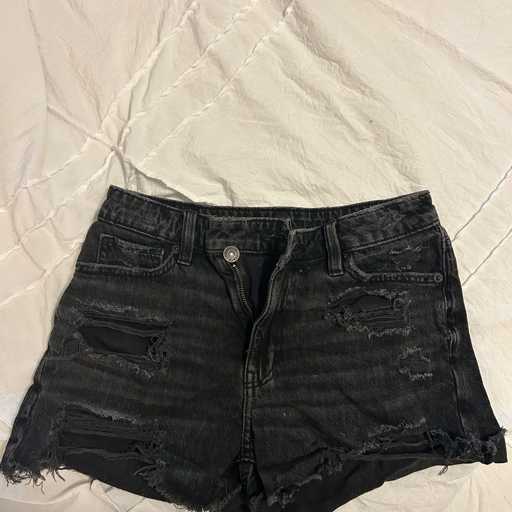 American Eagle Outfitters Black Distressed Jean Shorts